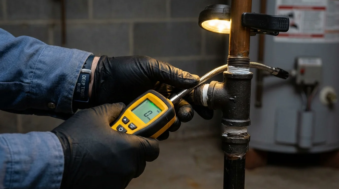Gas leak detection with electronic sniffer by Johns Plumbing LLC in Kenvil