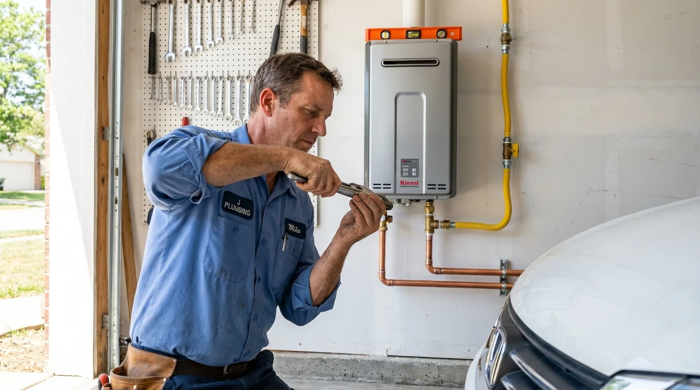 Tankless water heater installation by a Johns Plumbing LLC plumber in Kenvil